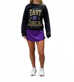NEW GIRL TRIBE CO. east carolina university crewneck sweater in black